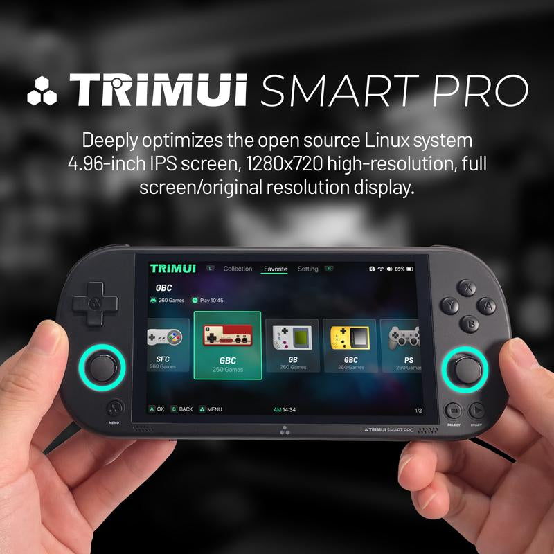 TRIMUI Smart Pro Handheld Game Console, Rechargeable 4.96 Inch IPS Screen Game Console, A133P Processor Game Console with 1280*720 Resolution, Gaming Console, Handheld Gaming Console Game Stick