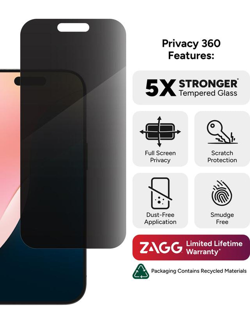 ZAGG Glass Screen Protectors for Apple Iphone Series - Strongest Protection, EZ Install, Scratch Resistant, Smooth, Crystal Clear, and Full Coverage.