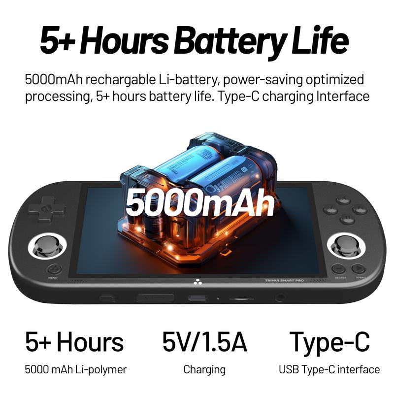 TRIMUI Smart Pro Handheld Game Console, Rechargeable 4.96 Inch IPS Screen Game Console, A133P Processor Game Console with 1280*720 Resolution, Gaming Console, Handheld Gaming Console Game Stick