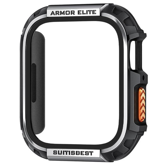 Suitisbest Metal Rugged Case for Apple Watch 44Mm 45Mm, Shockproof Protective Case Bumper 9H Tempered Glass Screen Protector