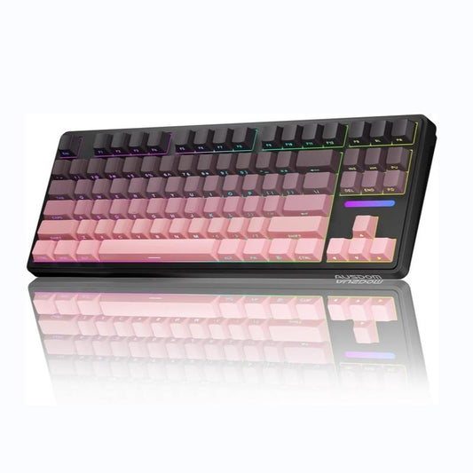 AUSDOM H87 Wireless Mechanical Gaming Keyboard: 10000Mah Battery Tri-Mode 2.4G/BT5.3/USB-C Hot Swappable Custom Keyboard with RGB Backlit, Side Printed PBT Keycaps, 15-Layer Gasket Structure, Keyboard E-Sports Office Computeraccessories,Black Pink